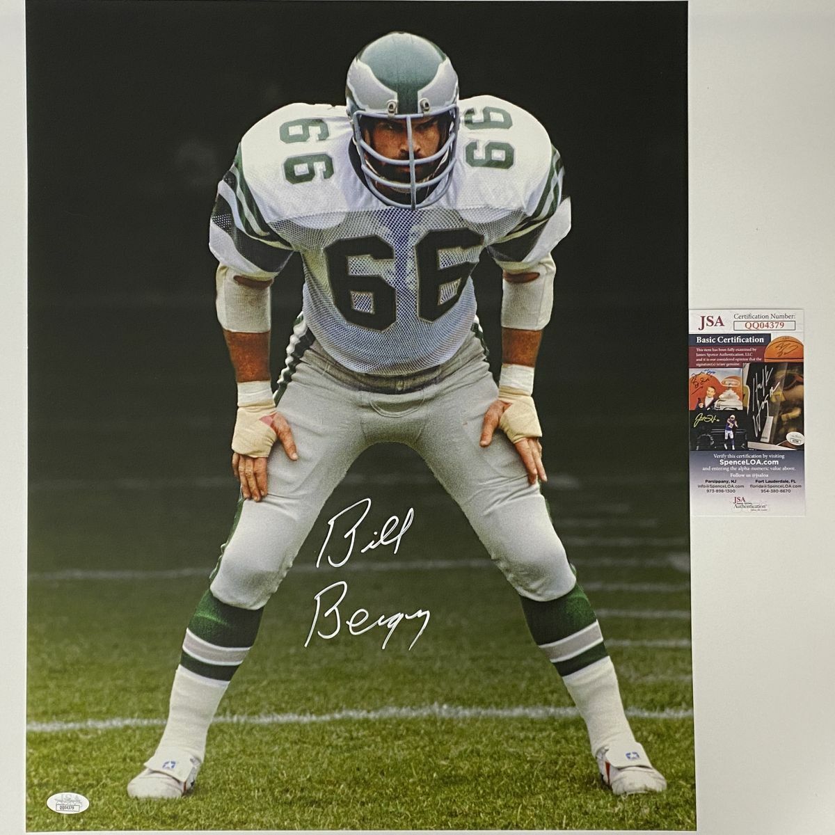 Autographed/Signed BILL BERGEY Philadelphia Eagles 16x20 Photo Poster painting JSA COA Auto #2