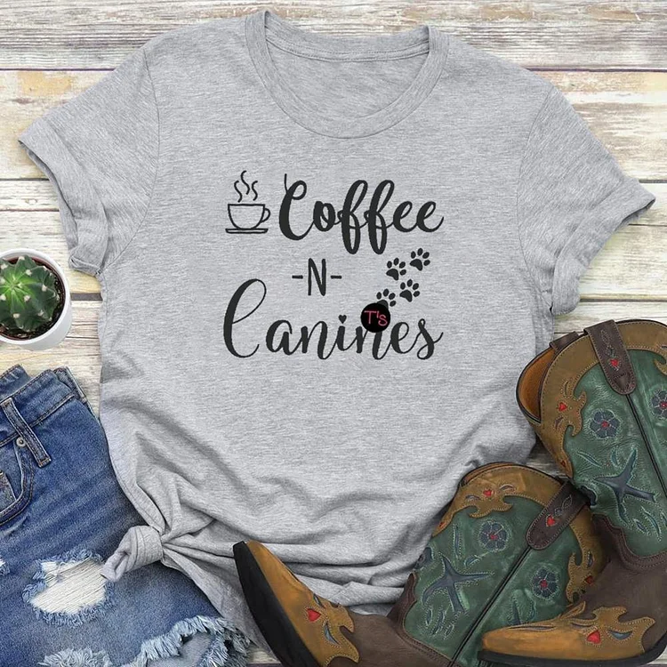 Dogs, Canines, Coffee Life  T-Shirt Tee-03607-Annaletters