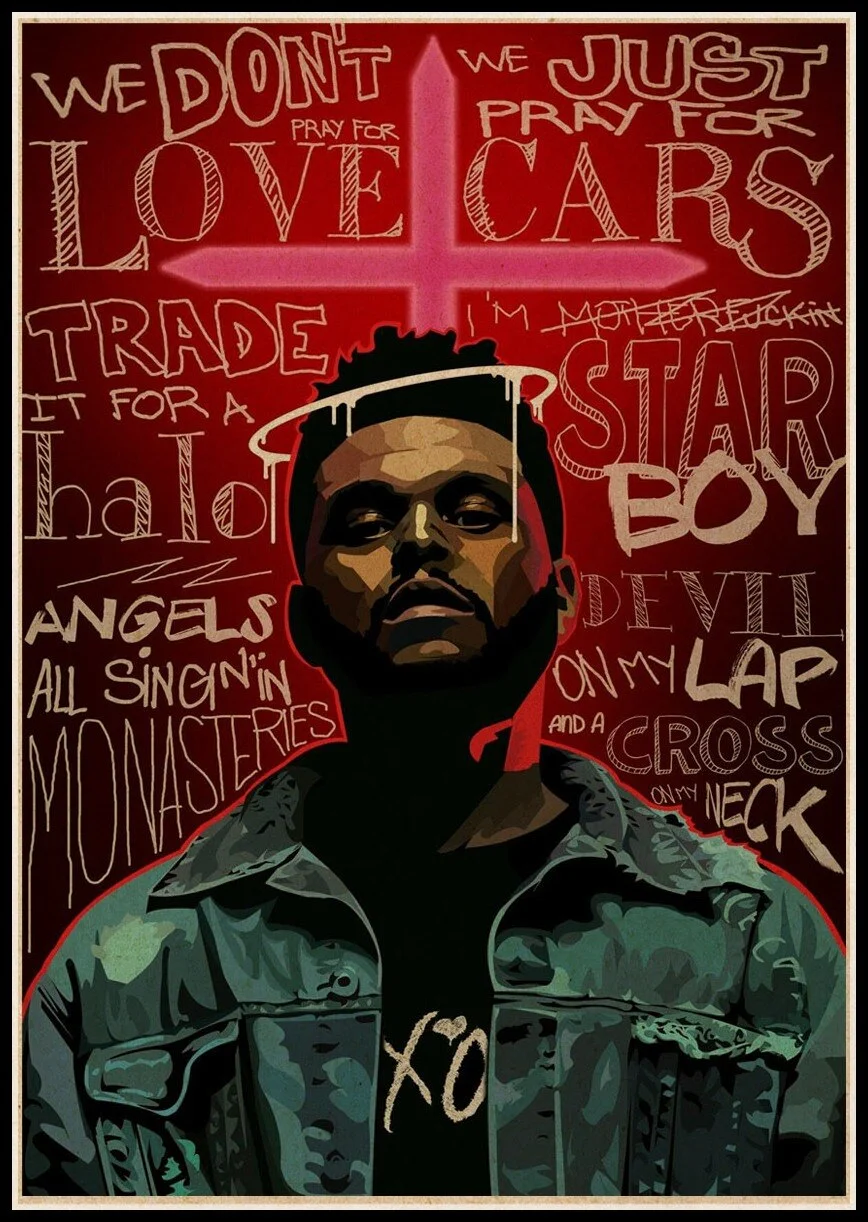 Athvotar Rapper Posters Hip Hop The Weeknd Wiken Potted Brother Quality Vintage Kraft Paper Painting Poster Living Room Wall Decor 703-1