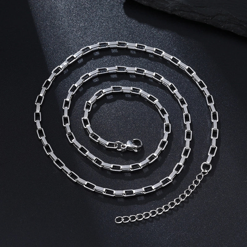 1 Men’s Fashion Casual Silver Stainless Steel Box Chain