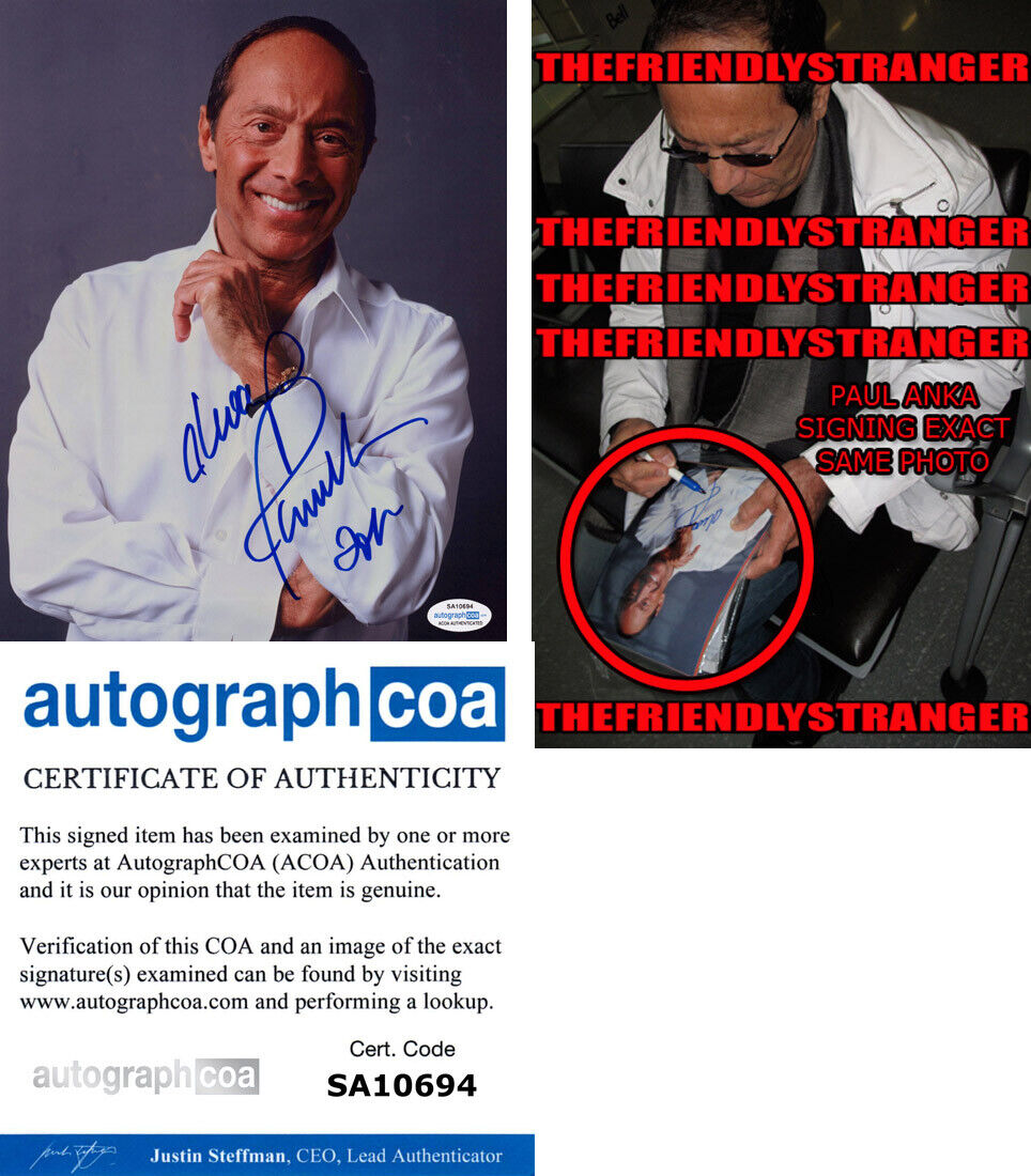 PAUL ANKA signed Autographed 8X10 Photo Poster painting a EXACT PROOF - LONEY BOY Diana ACOA COA