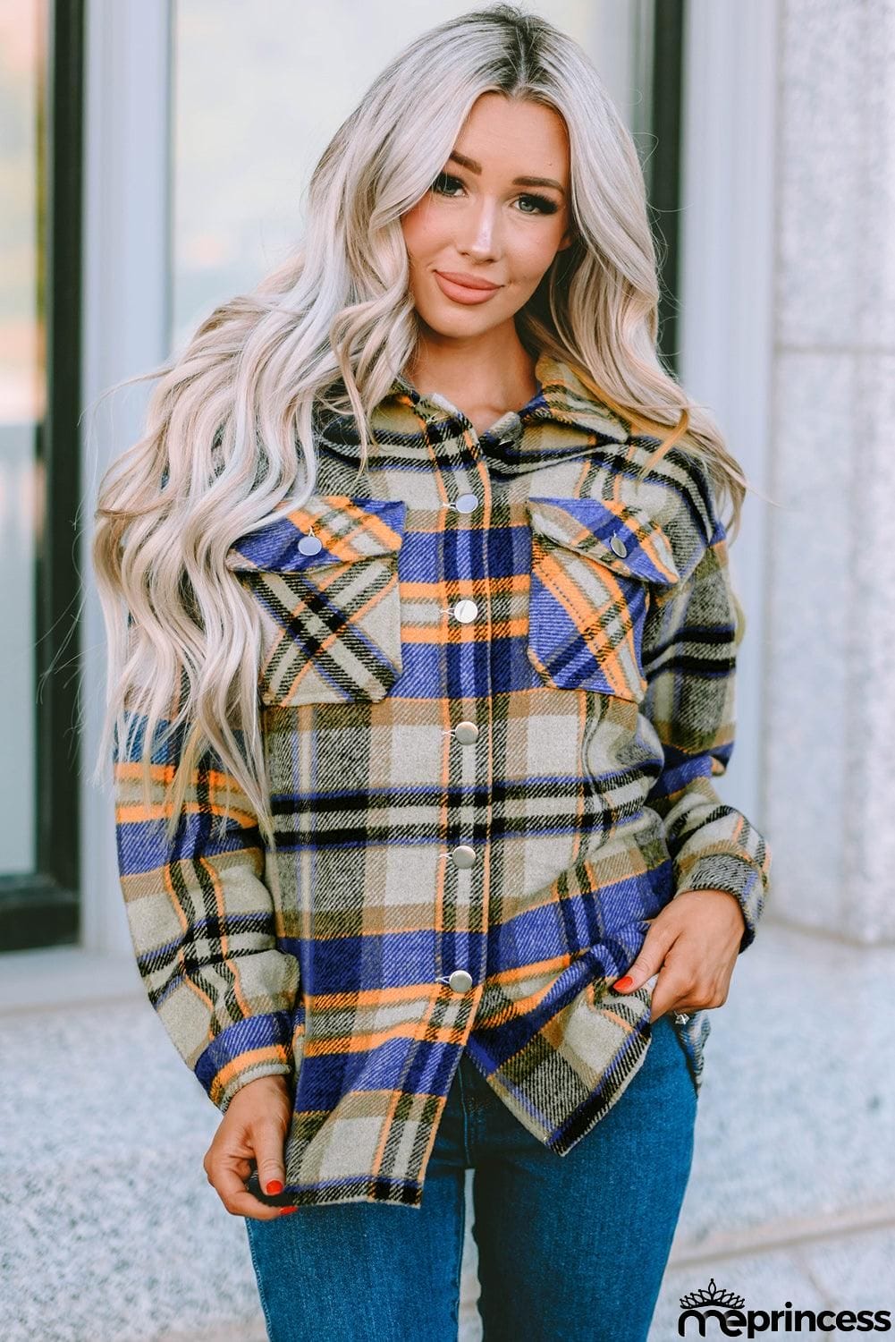 Plaid Pocketed Button Down Shacket