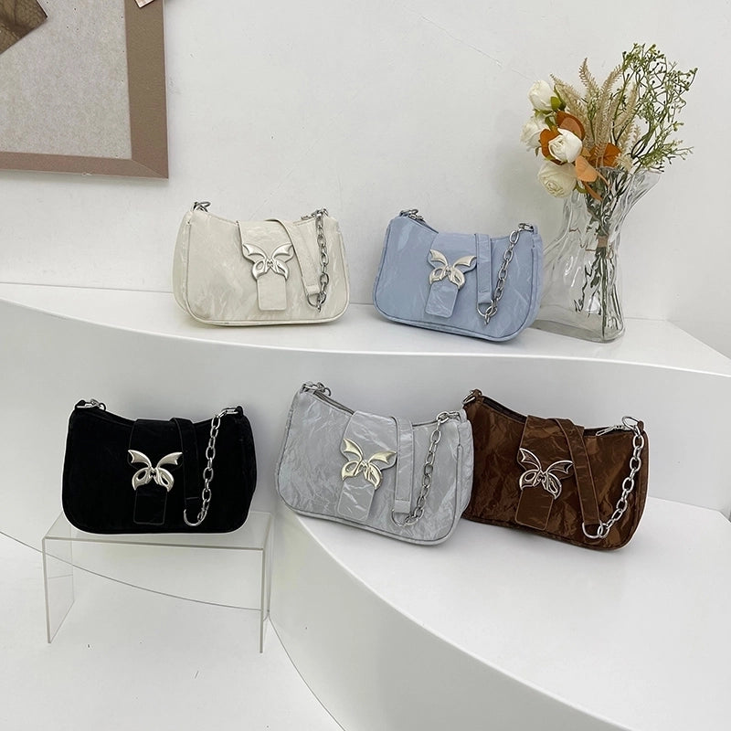 Women’s Medium Pu Leather Solid Color Streetwear Zipper Underarm Bag