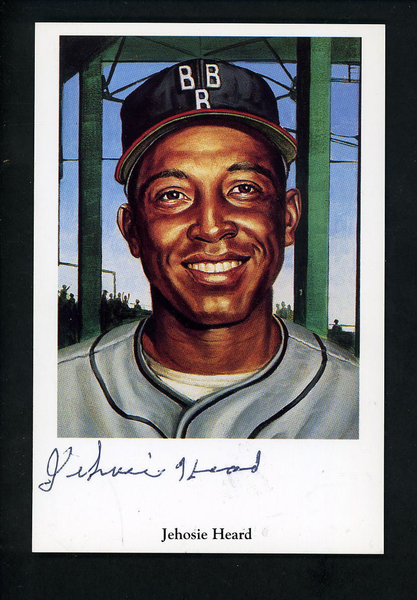 Jehosie Jay Heard SIGNED Negro League Ron Lewis Photo Poster painting Postcard Autographed