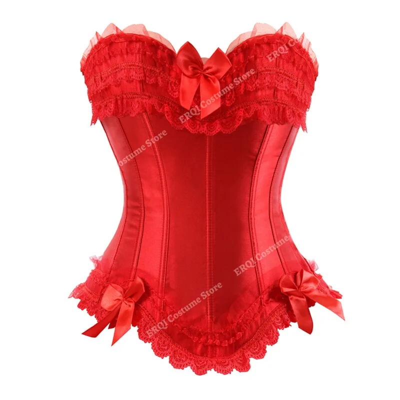 Billionm Corset Sexy Santa Claus Women Corset Plus Size Vintage Christmas Elf Feather Bustier Corset Lingerie