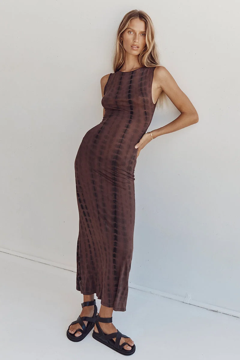 BEAU CHOC TIE DYE MIDI DRESS