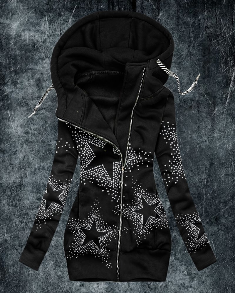Women's Fashion Print Zip Hoodies-2324