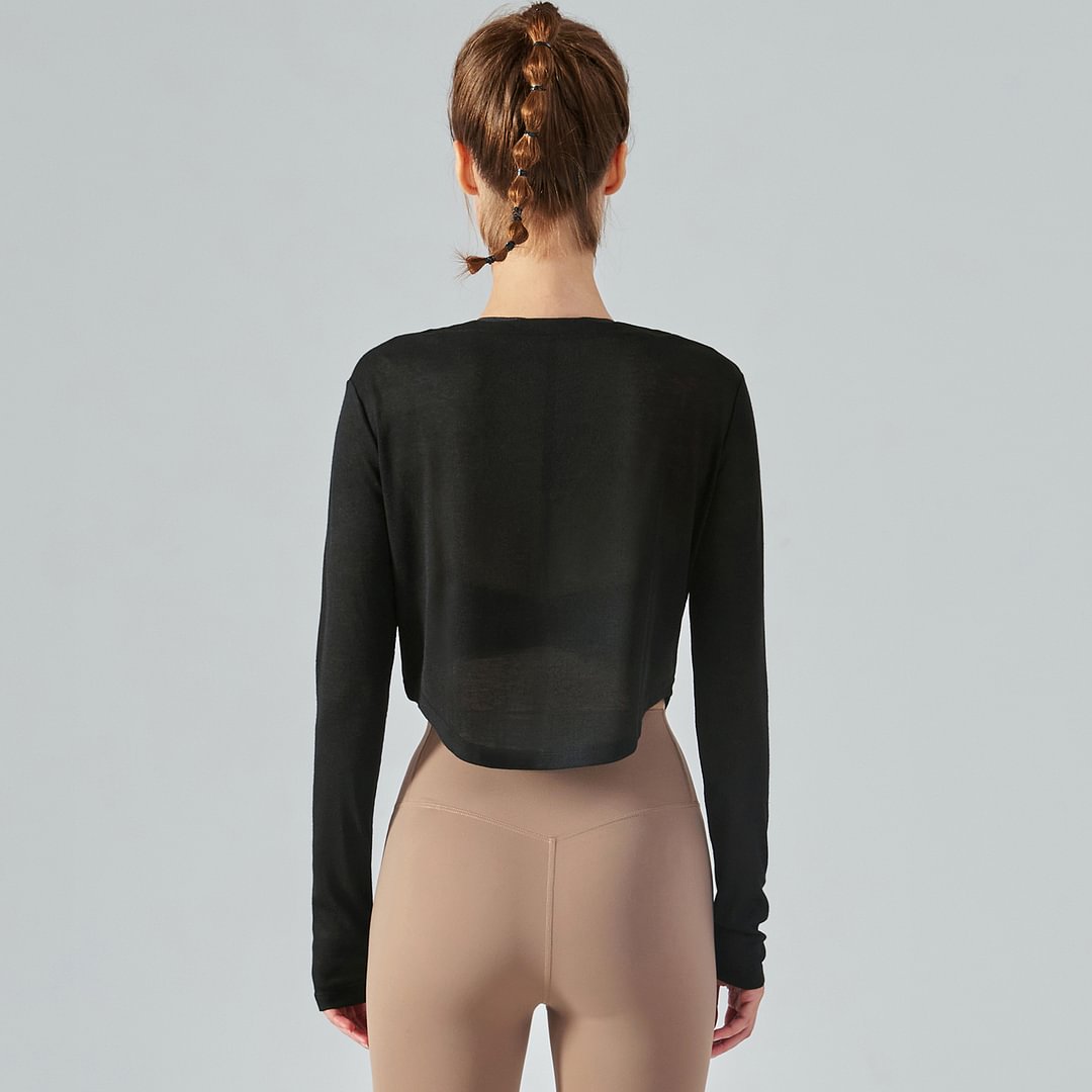 Buy different Black colors and types of v neck loose button lightweight thin see through running shirt on Hergymclothing