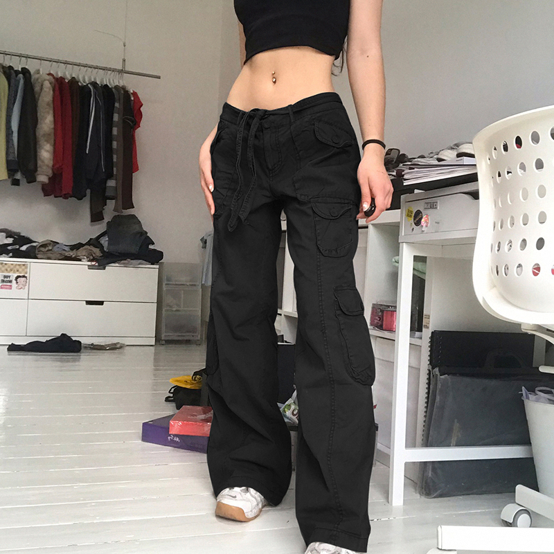 Vintage Loose High Waist Pockets Streetwear Pants