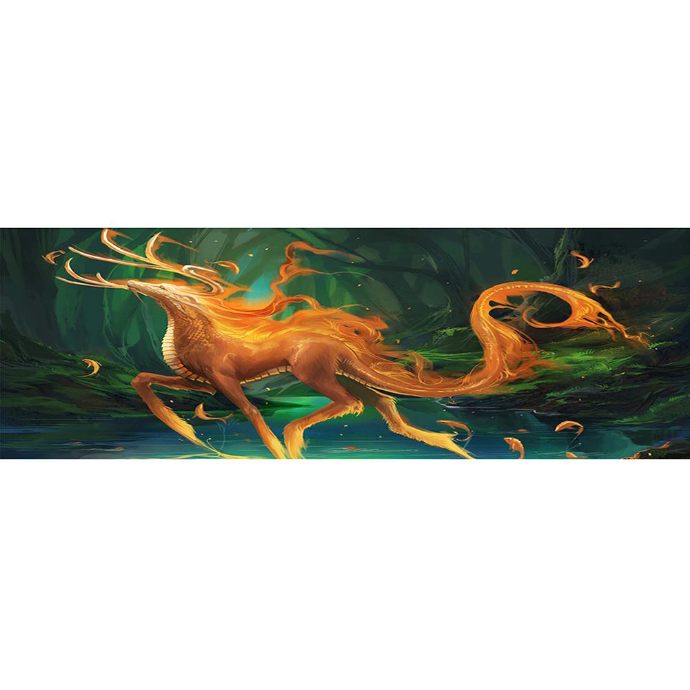 

80*30CM - Round Drill Diamond Painting - Mythical Beast, 501 Original