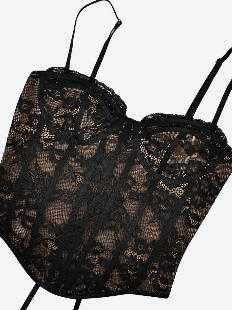 Brownm Piece Lace Corset Bolero Top