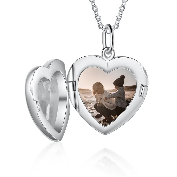 Heart Locket Necklace with Picture Personalized Photo Necklace Gift For Kids