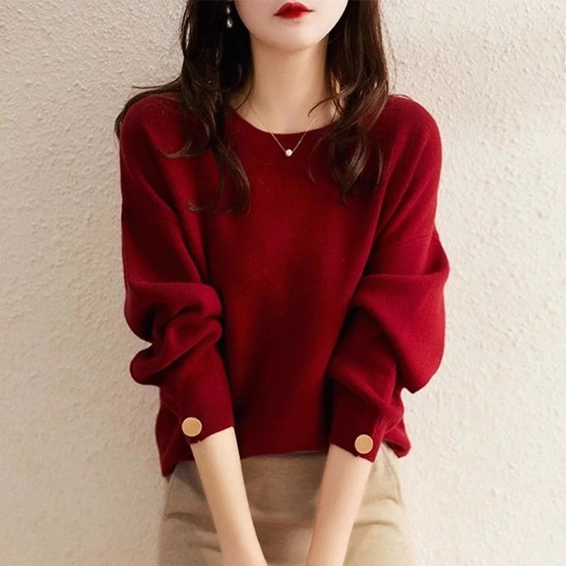 Athvotar Athvotar Sweater Women's Autumn And Winter 2025 New Knitted Knitted Winter Thick Loose New Year Red Chic Top