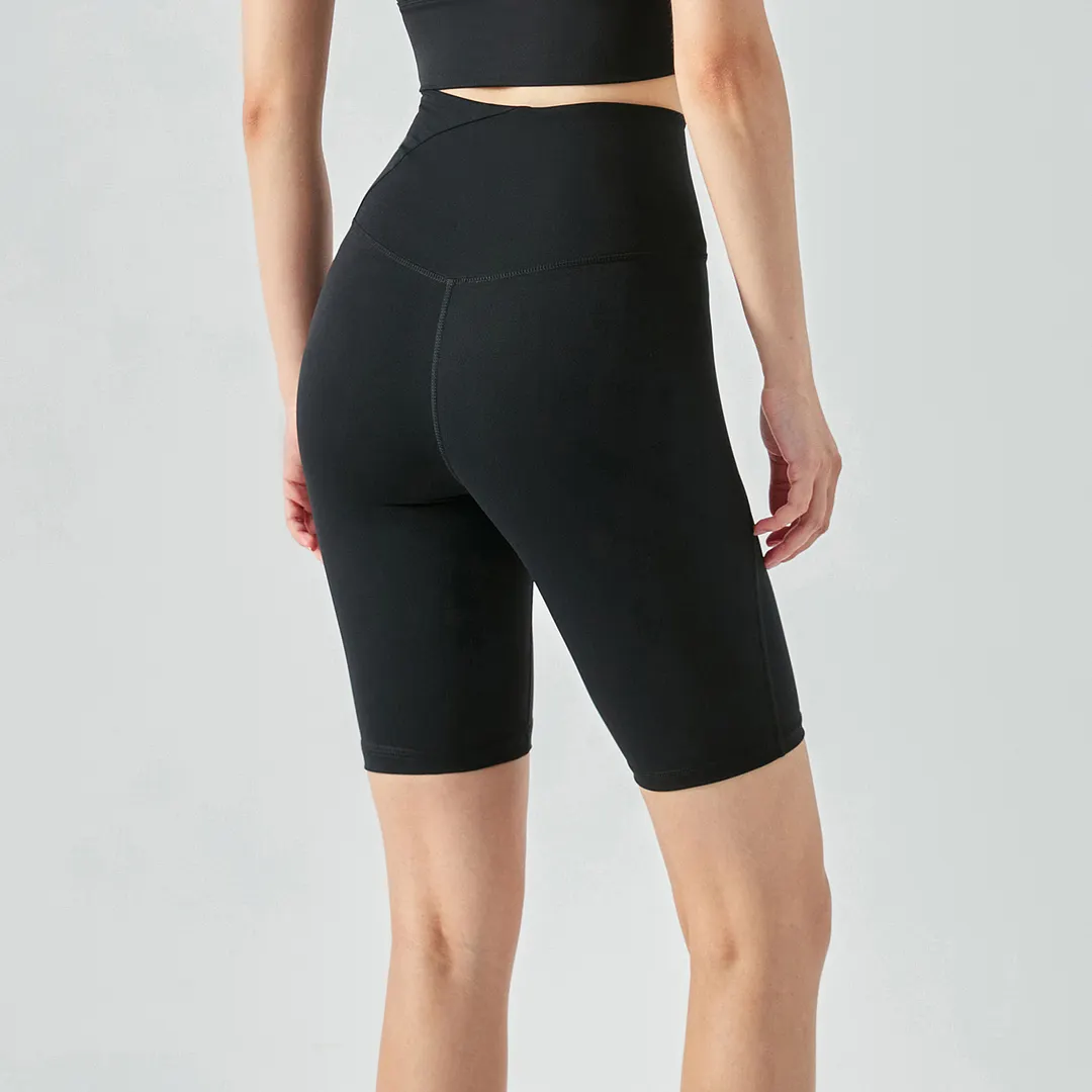 Different types of y shape high waist side scrunch no camel toe buttery soft biker shorts online shopping on Hergymclothing Black