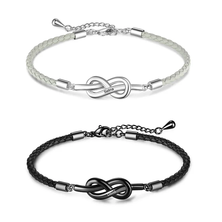 2PCS Bracelet de Saint-Valentin 2 Prénoms Personnalisé bracelet en commun pour Un couple Bracelet Jessemade FR