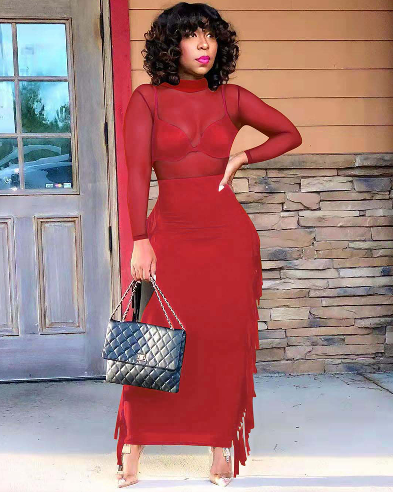 FRINGED MAXI SKIRT SET