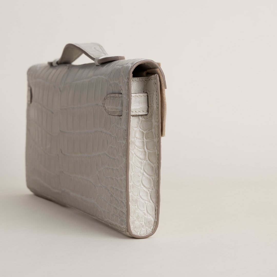 Kelly cut Matte Porosus Crocodile  8L Beton  PHW