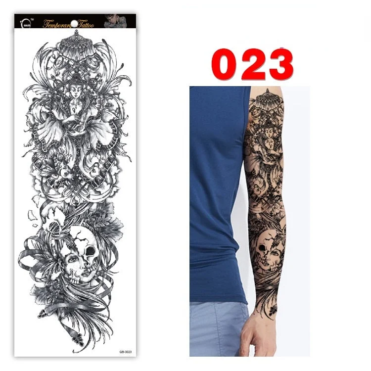 Full Arm Series Temporary Tattoo Full Arm Tattoo Sticker Lasting Waterproof Sweat Flower Arm Full Arm Tattoo Big Picture Sticker
