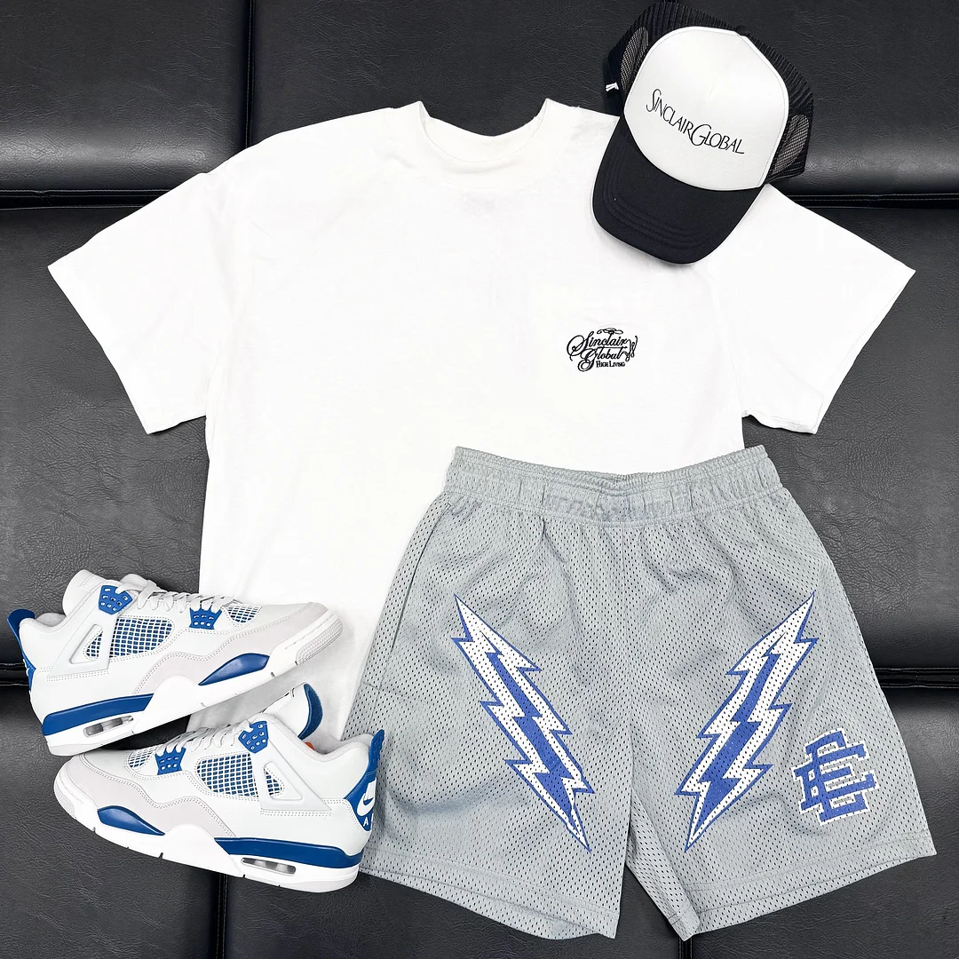 Hollywood Casual T-shirt Mesh Shorts Two-Piece Set