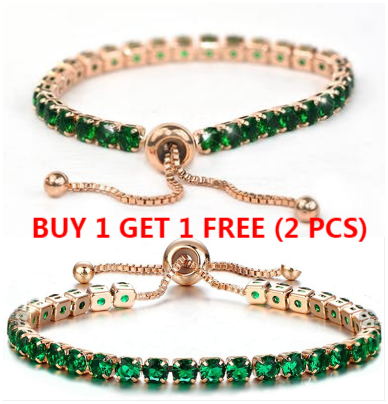  thdmladies Adjustable Rose Gold Emerald Green Bracelet thedmladies