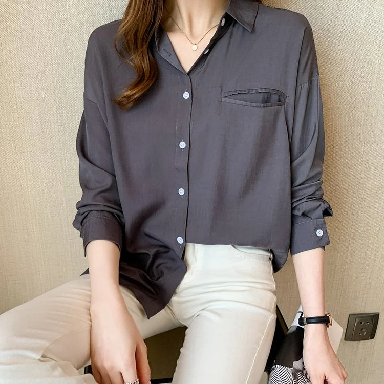 Shift Long Sleeve Casual Shirts & Tops QueenFunky