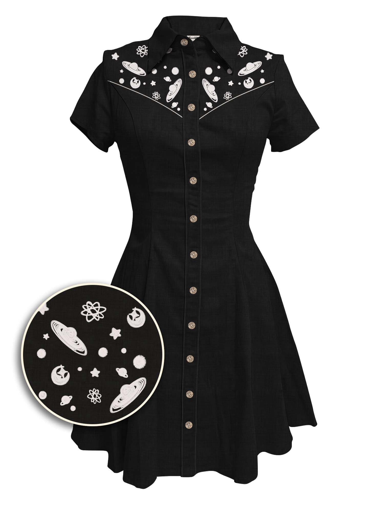 【Embroidery】Vintage Atomic Space  - 100% Cotton Dress