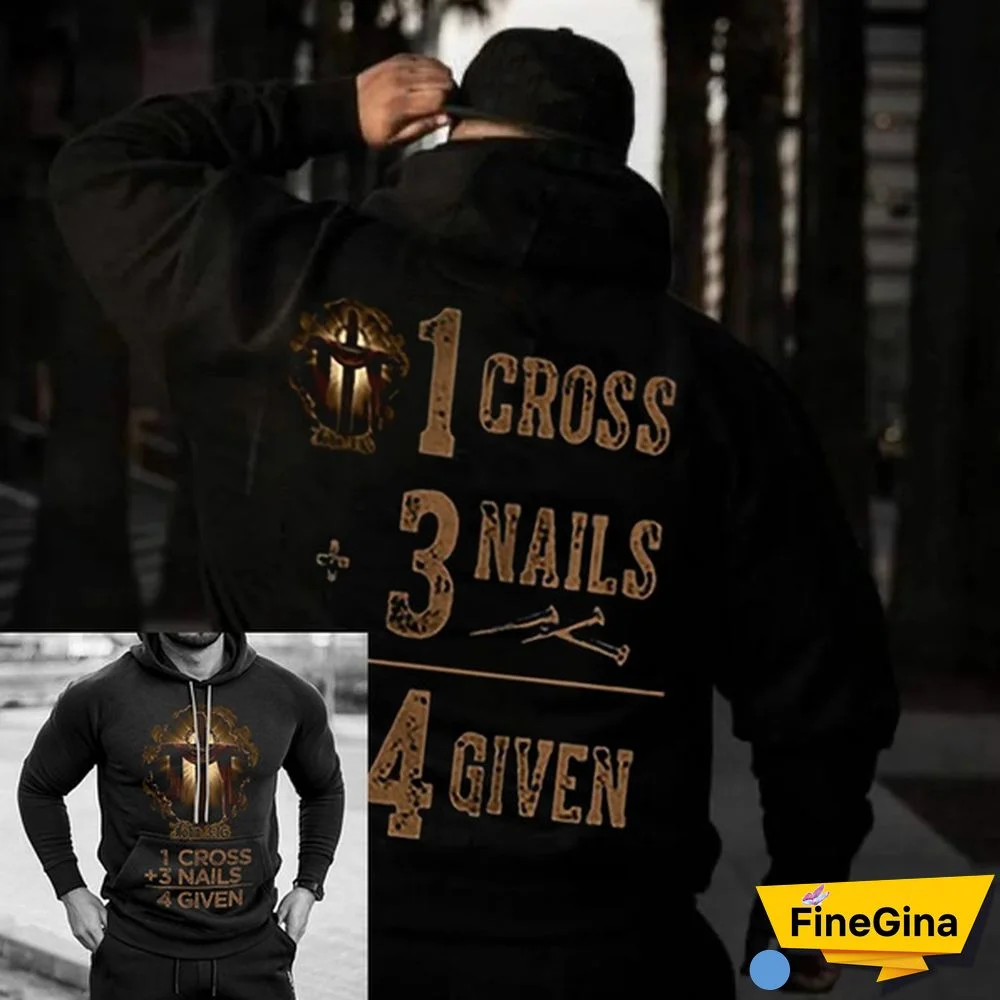Easter Jesus Christianity 1 Cross 3 Nails 4given Printing Faith Men's and Women's Hoodie Pattern Custom Top