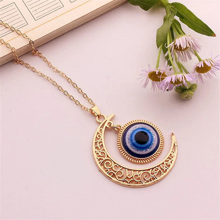 Olivenorma "Moon Love" - Blue Eye Evil Eye Star Necklace
