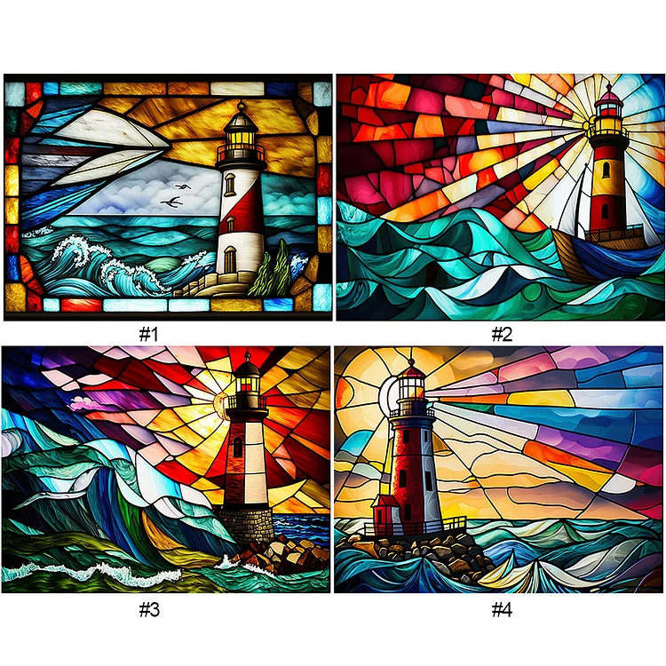 Stained Glass Lighthouse Diamond Painting Kits for Adults 5D Diamond Art for