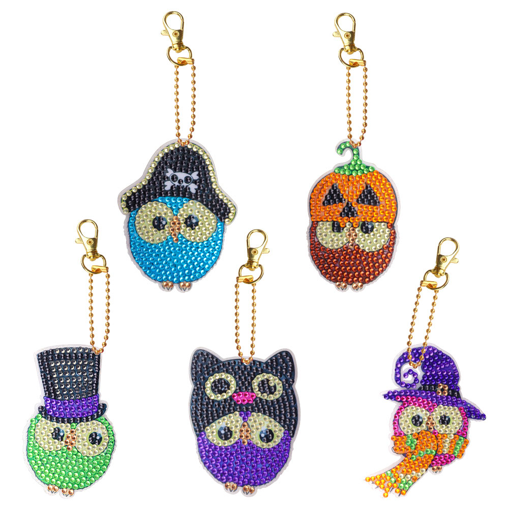 

5pcs Halloween Owl Double Sided - 5D DIY Craft Keychain, 501 Original