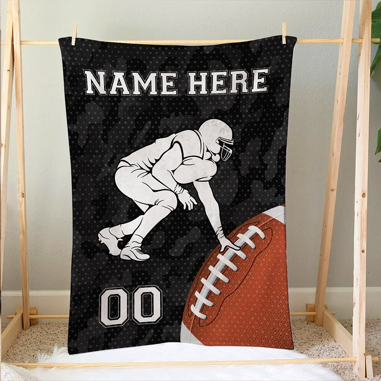 Personalized Football Blanket, Football Player Soft Cozy Blankets | BKKid413