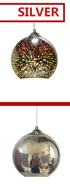 LuKLoy LED Pendant Lights Mirror Glass Ball Firework Lampshade Pendant Lamp for Loft Restaurant Bar Dining Room Kitchen Island