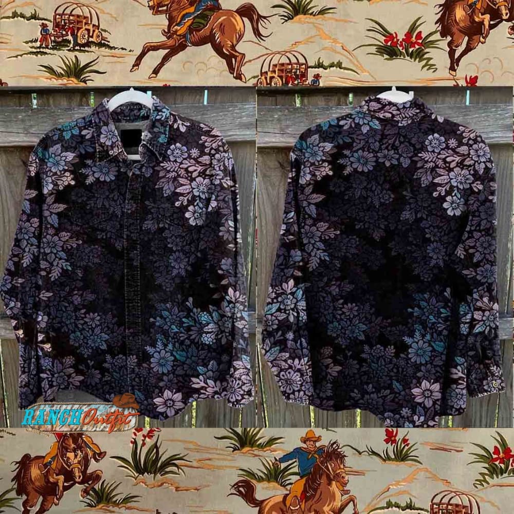 Vintage Flower Print Casual Shirt Multicolor / S