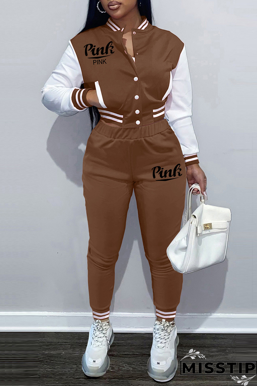 Army Green Street Print Buckle Cardigan Collar Long Sleeve Two Pieces