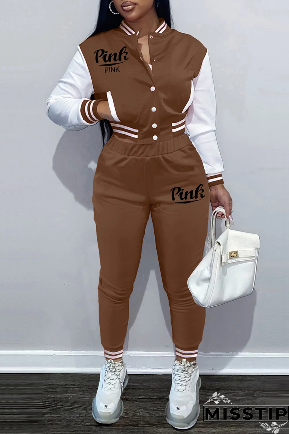 Army Green Street Print Buckle Cardigan Collar Long Sleeve Two Pieces