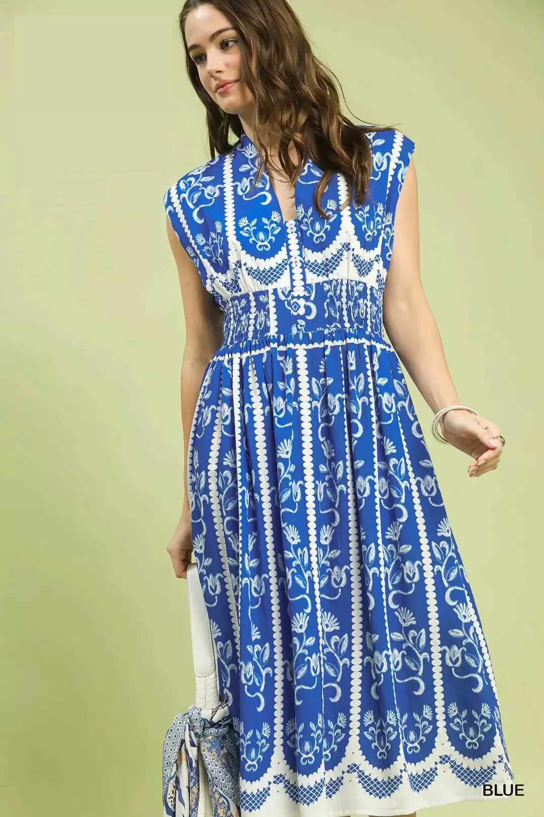 Umgee Sleeveless Smocked Midi Dress mysite idetrend