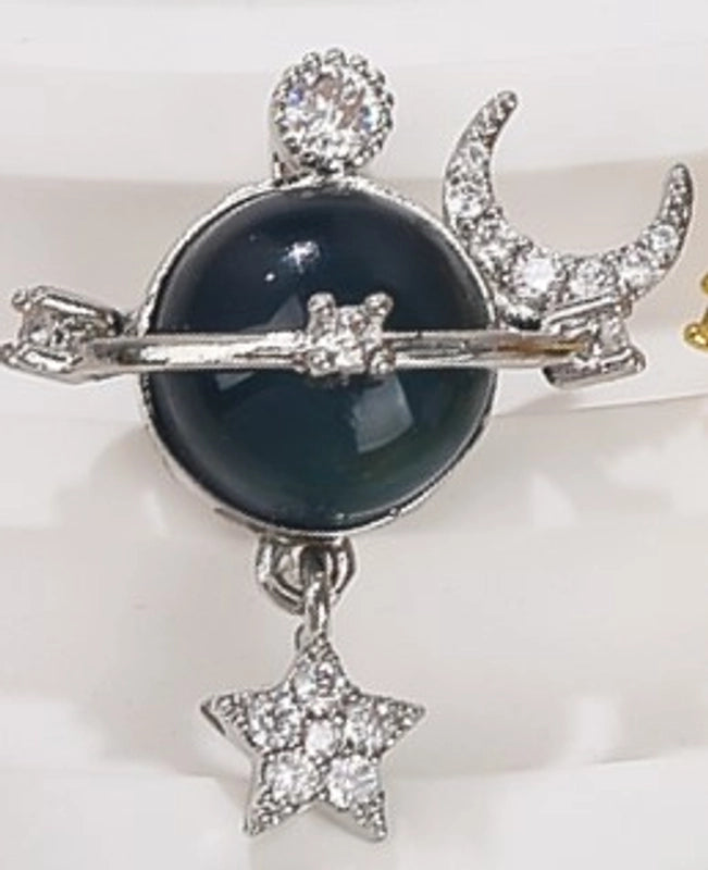 1 Piece Resin Copper Zircon 18K Gold Plated Star Moon Jewelry Accessories Pendant