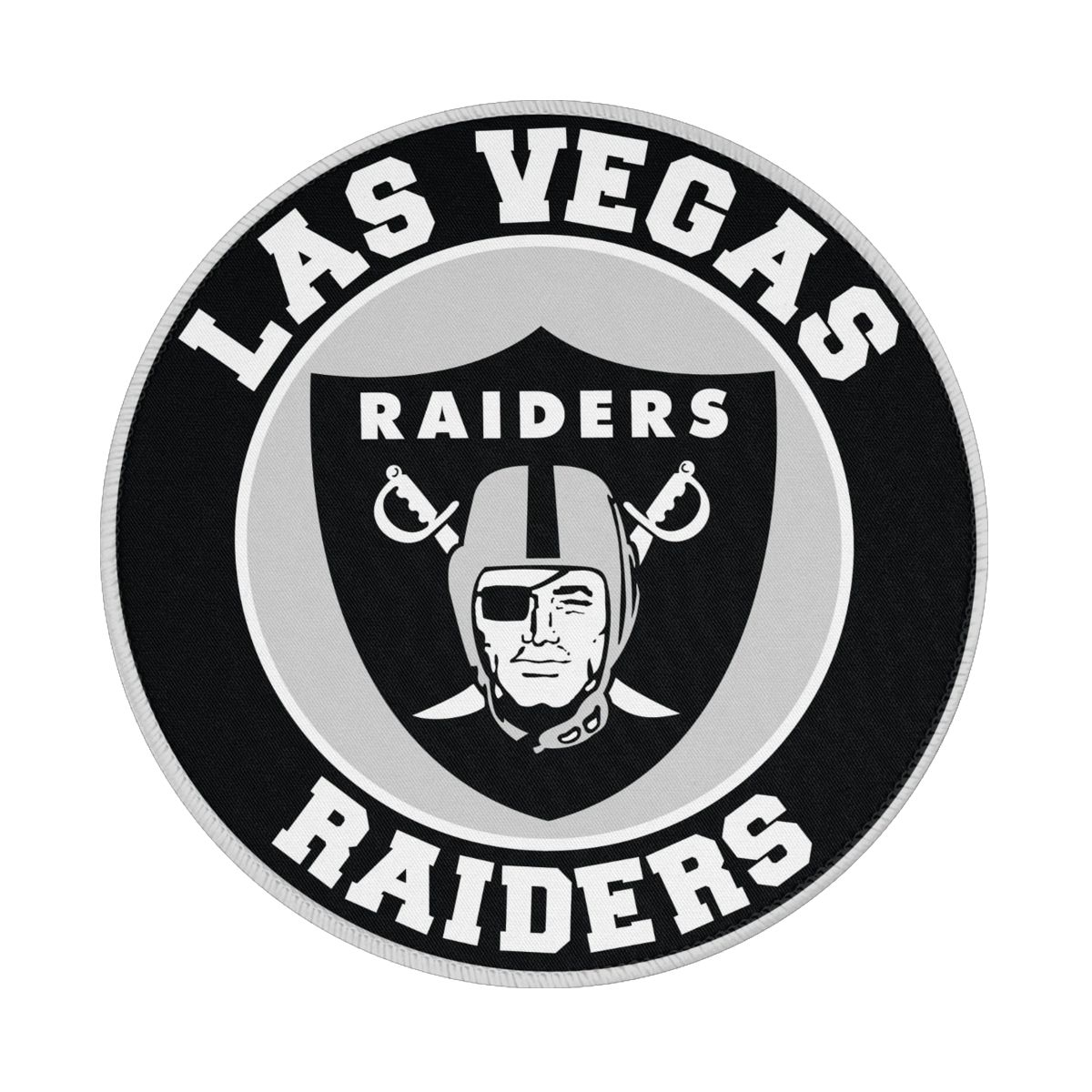 Las Vegas Raiders Circle Logo Waterproof Round Mouse Pad for Wireless Mouse