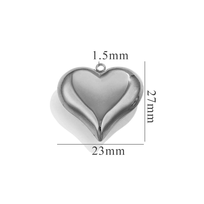 1 Piece 15*15mm Titanium Steel Heart Shape Pendant Jewelry Accessories