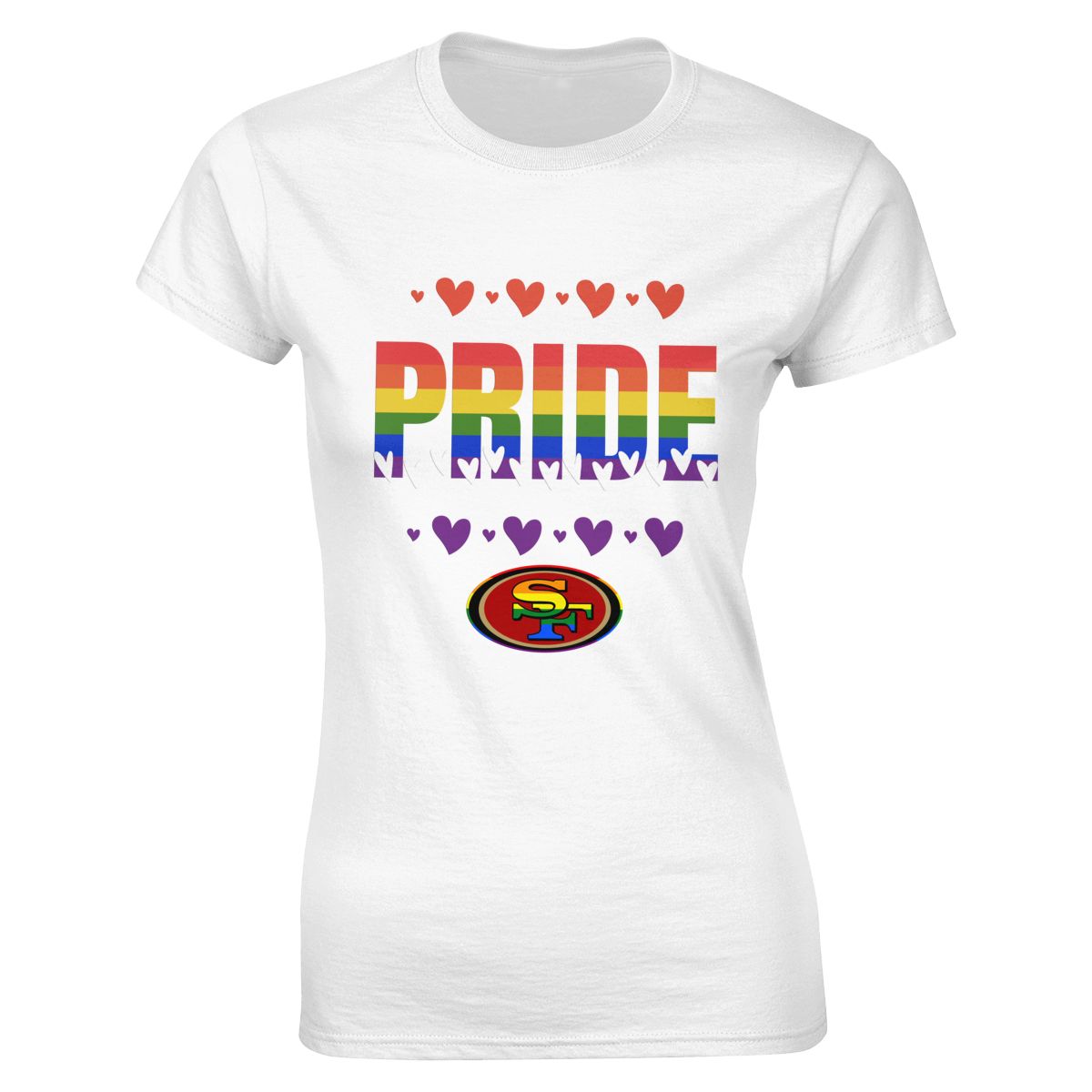 San Francisco 49ers Hearts Pride Women's Crewneck T-Shirt