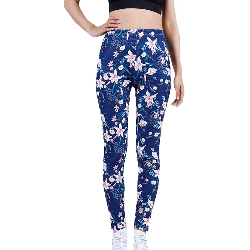 CUHAKCI Leggings Women's Space Dark Blue Leggins Print Pants High Quality Fitness Trousers Mujer Hot Gym Stretch Sportswear