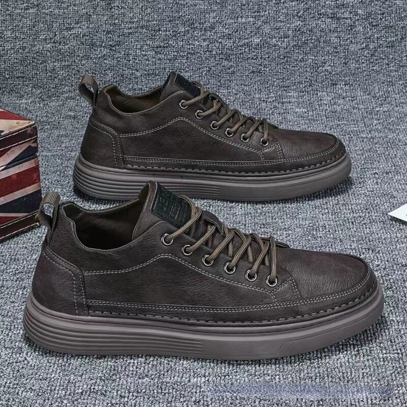 Gameglobeplanet Men Leather Casual Shoes Fashion Soft Sports Shoes Brand Designer Platform Sneakers Male Lace Up Walking Shoes Man Flat Shoes
