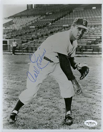 Carl Erskine Brooklyn Dodgers Signed Jsa Sticker 8x10 Photo Poster painting Authentic Autograph