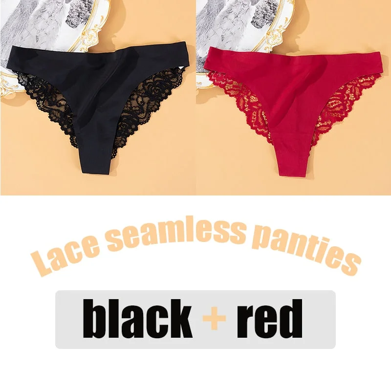 2PCS/Set Lace Panties Seamless Women's Underwear Soft Sexy Lingerie Intimate Hollow Out Underpants Comfortable Female Underwear