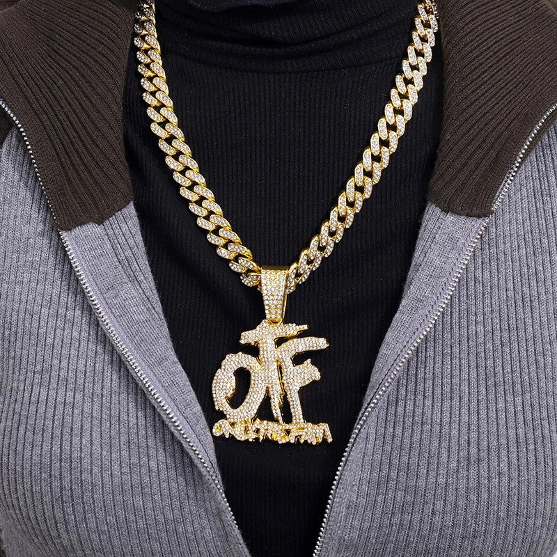 IG Style Hip-Hop Letter Alloy Inlay Rhinestones Unisex Pendant Necklace Necklace Pendant Men Pendant Necklaces