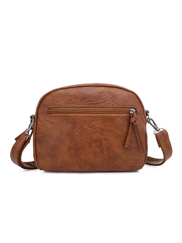 Vintage Washed Leather Utility Crossbody Bag