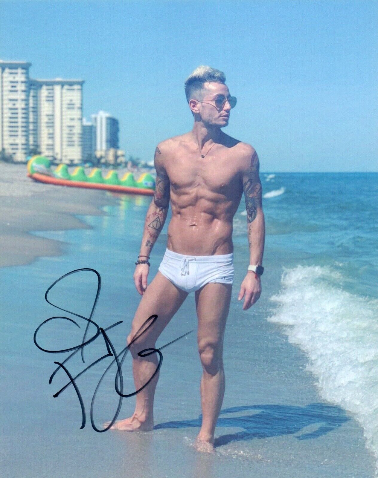 Frankie Grande Signed Autograph 8x10 Photo Poster painting Shirtless Male Model Big Brother COA