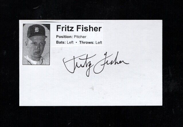 1964 FRITZ FISHER-DETROIT TIGERS A'S OBSCURE AUTOGRAPHED 3X5 W/Photo Poster painting