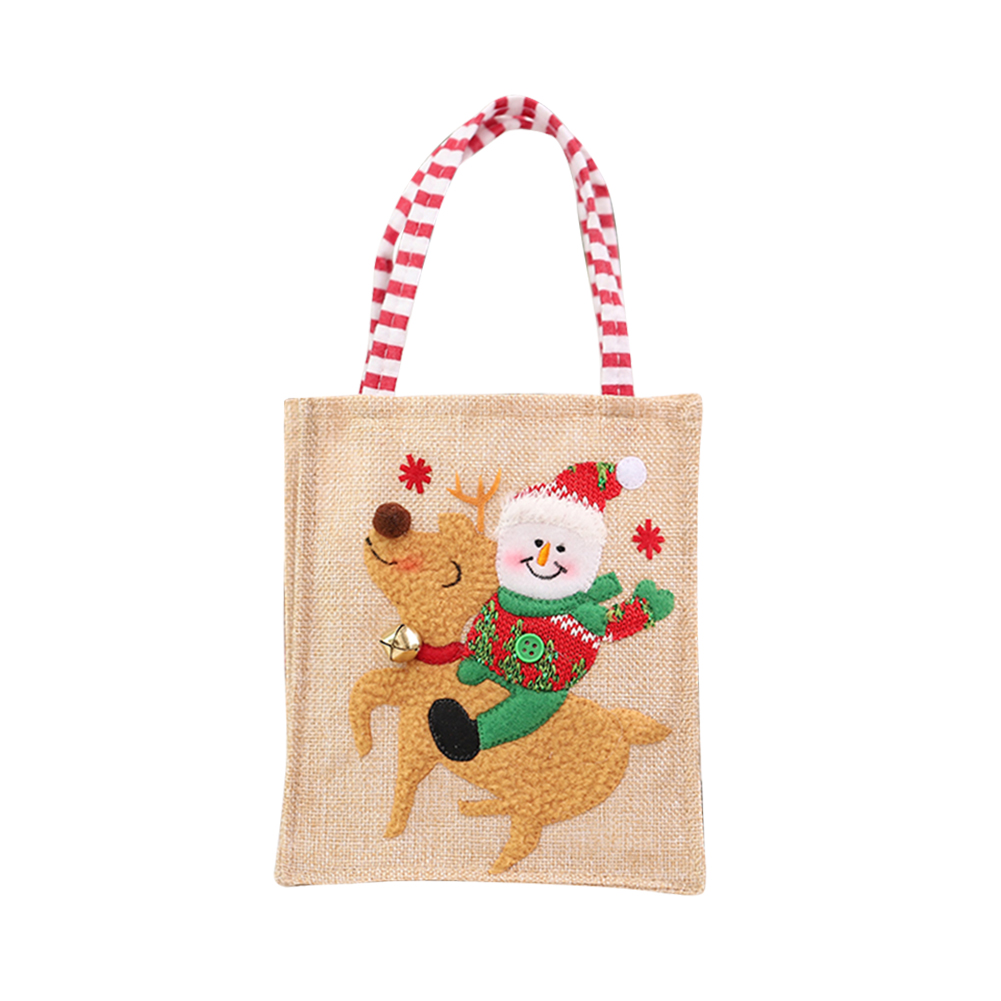 

Portable Cute Linen Embroidered Gift Bag Candy Antler Christmas Bag Decor, 501 Original