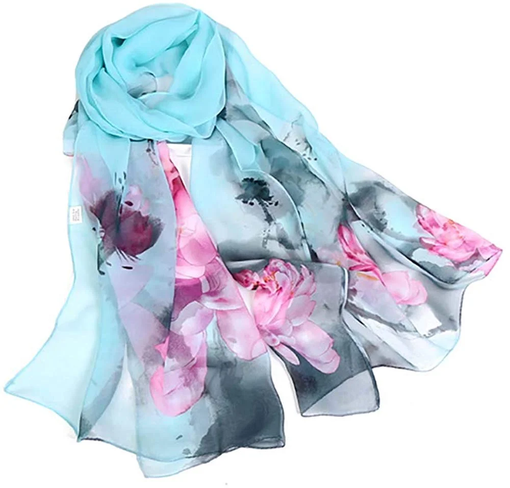 Lightweight Print Floral Pattern Scarf Shawl Fashion Scarves Sunscreen Shawls for women